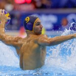 FUKUOKA, JAPAN - JULY 19: Aleksa Ukropina of Montenegro during the World Aquatics Championships 2023 Men's match between Spain and Montenegro on July 19, 2023 in Fukuoka, Japan (Photo by Albert ten Hove/Orange Pictures)